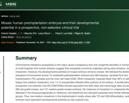 Mosaicismo en embriones: un estudio innovador en el ‘American Journal of Human Genetics’